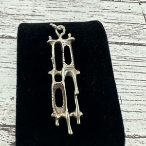 Aharon Bezalel Israel? 925 Sterling Brutalist Modernist Silver Geometric Pendant
